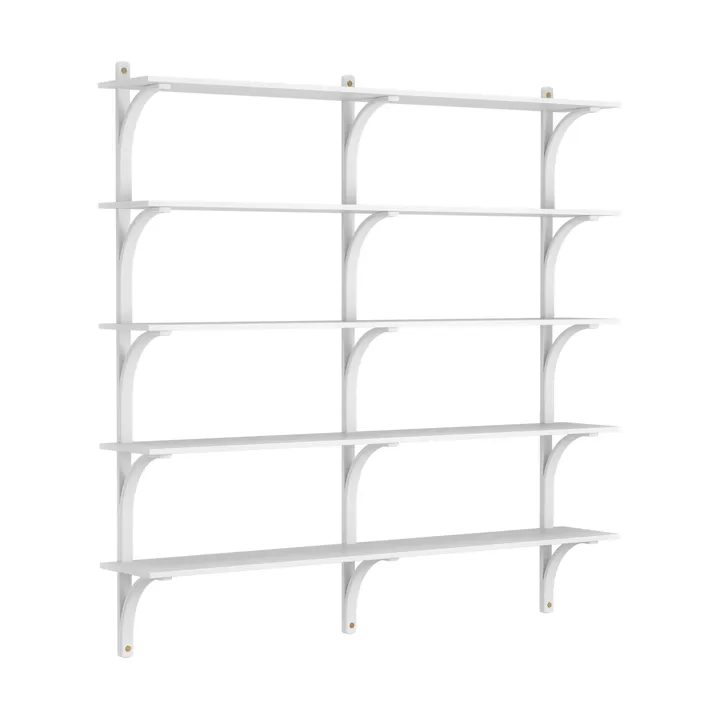 Levi shelf 5 shelves - White stained ash-brass, 180 cm - Swedese