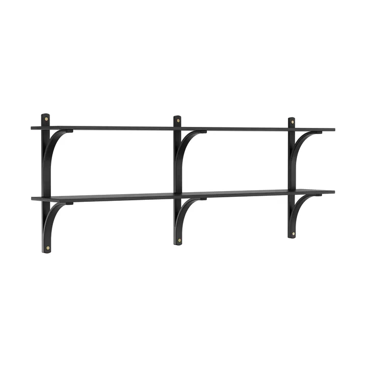 Levi shelf - Black ash-brass, 2 shelves, 180 cm - Swedese