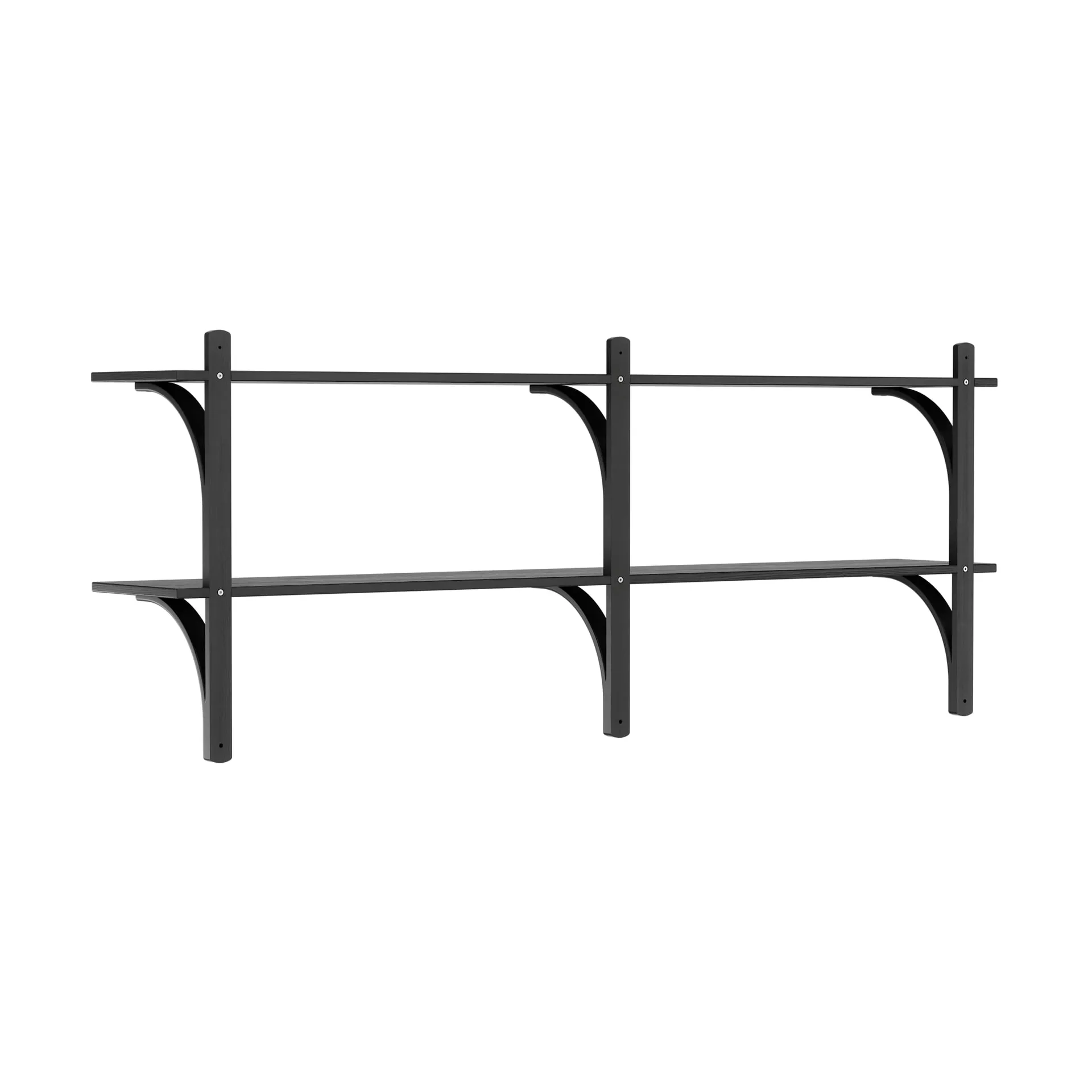 Levi shelf, Black ash-brass, 2 shelves, 180 cm Swedese