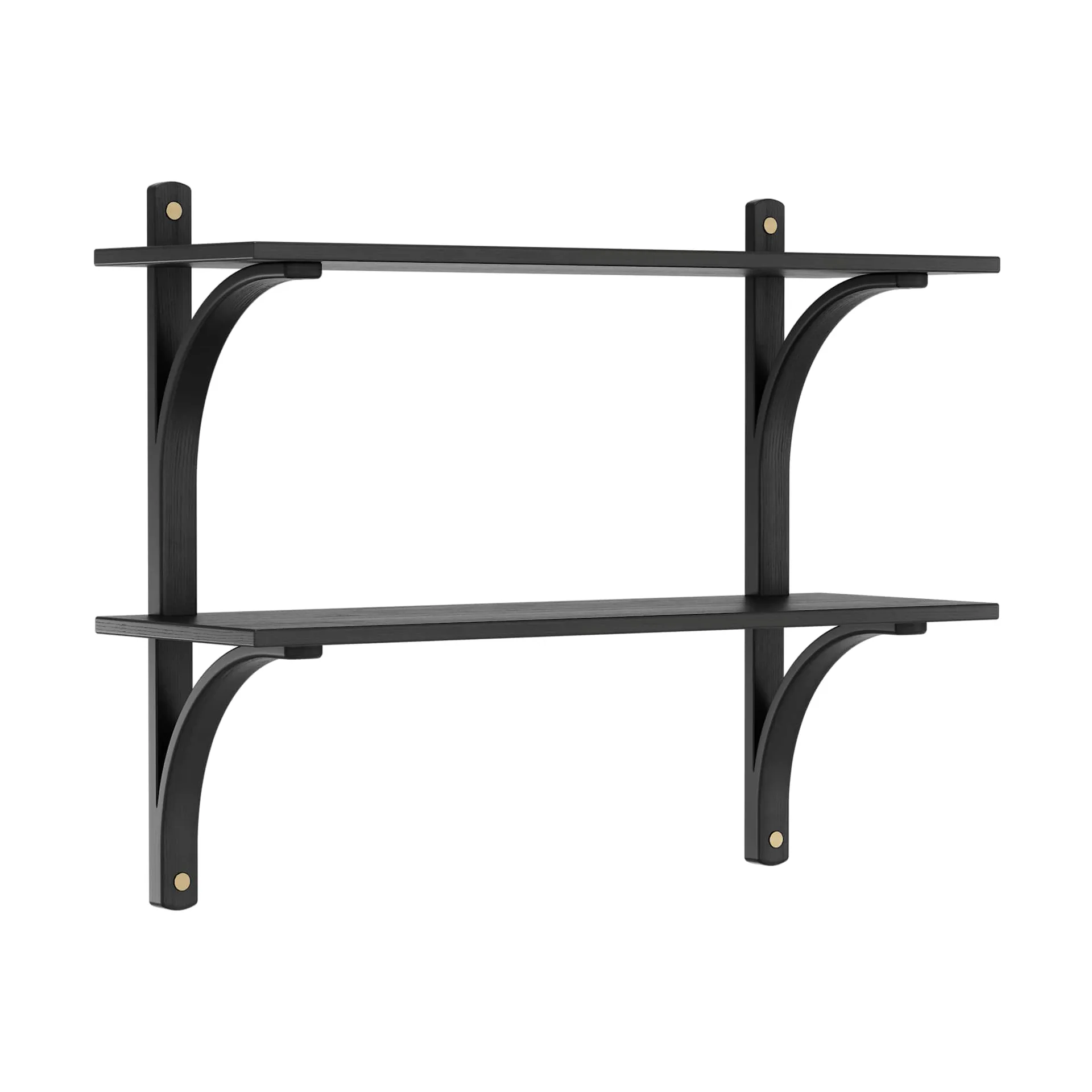 Levi shelf, Black ash-brass, 2 shelves, 90 cm Swedese