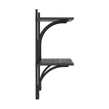 Levi shelf - Black ash-stainless steel, 2 shelves, 90 cm - Swedese