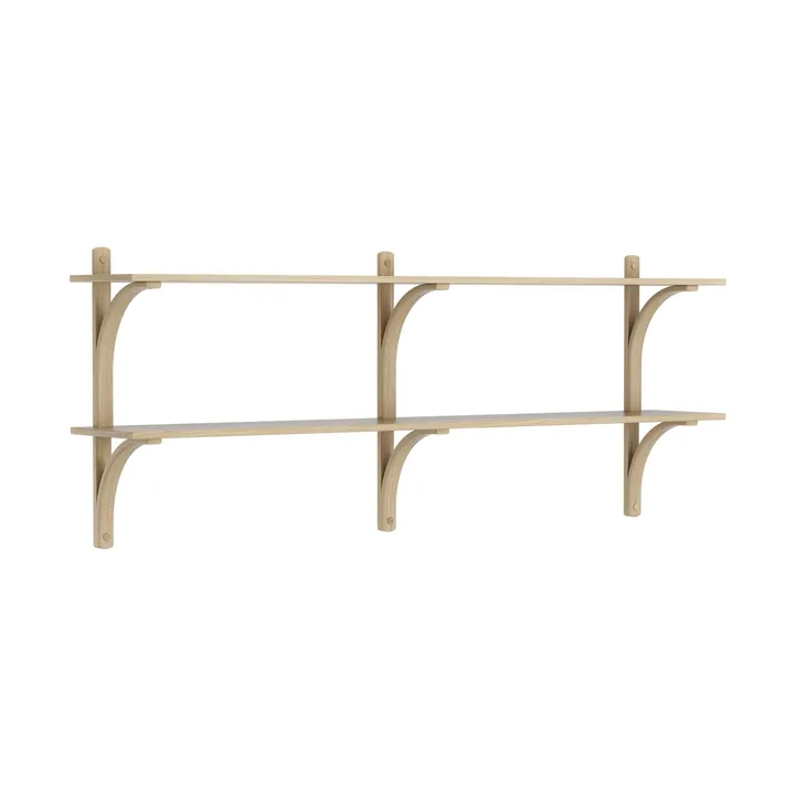 Levi shelf - Lacquered oak-brass, 2 shelves, 180 cm - Swedese
