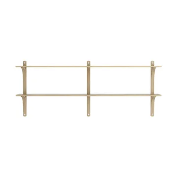 Levi shelf - Lacquered oak-stainless steel, 2 shelves, 180 cm - Swedese