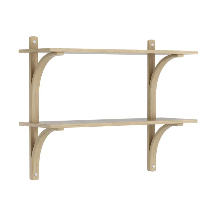 Levi shelf - Lacquered oak-stainless steel, 2 shelves, 90 cm - Swedese
