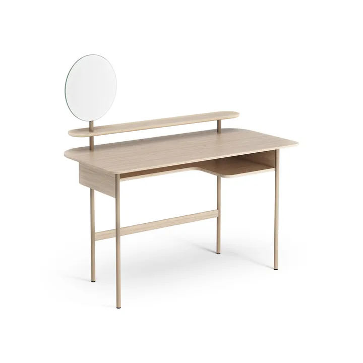 Luna desk with shelf and mirror - Oak white-pigmented - Swedese
