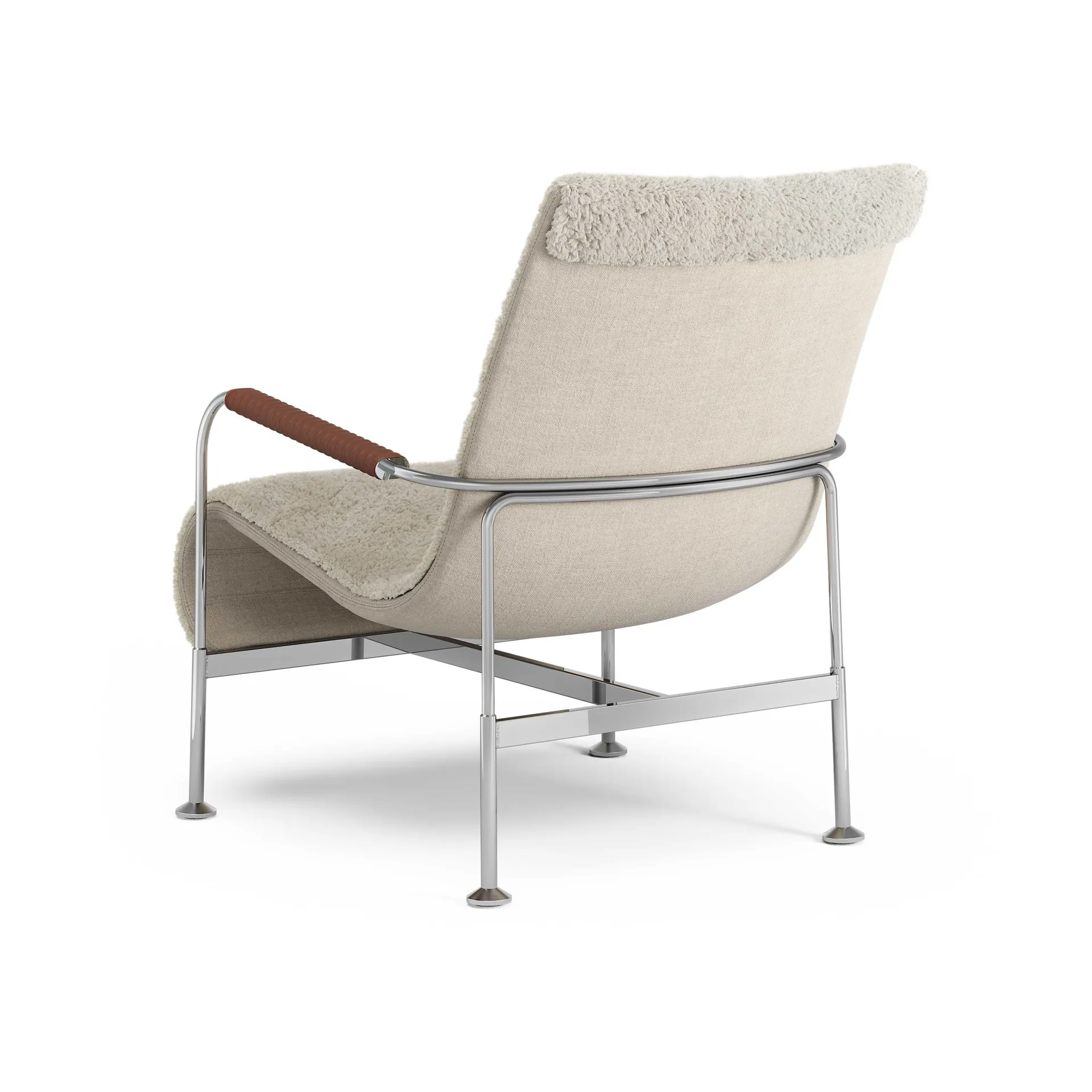 Serpentine armchair, Sheepskin Moonlight-chrome-Tärnsjö Cognac Swedese
