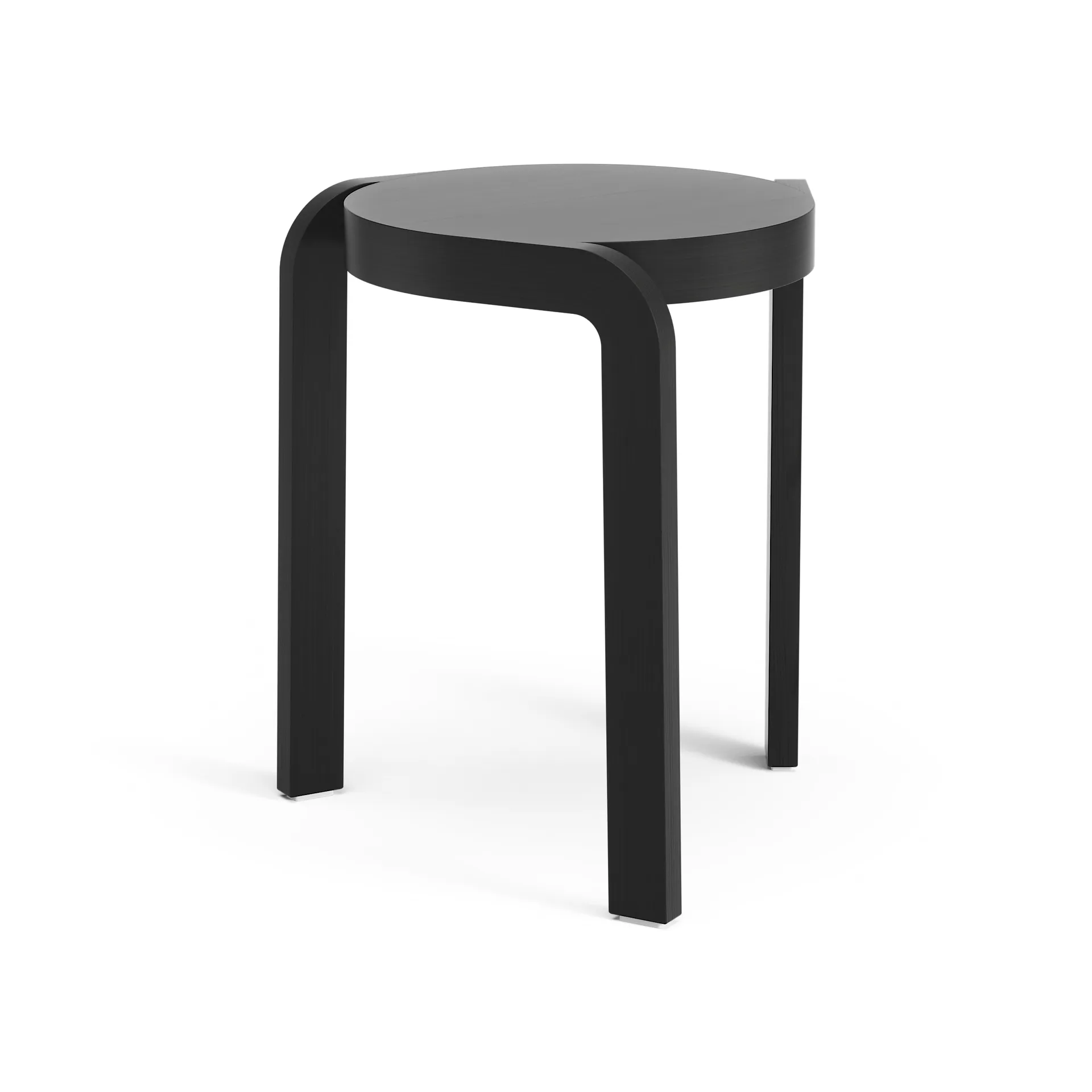Spin round stool H44 cm, Ash black laserad, Ø32x44 cm Swedese