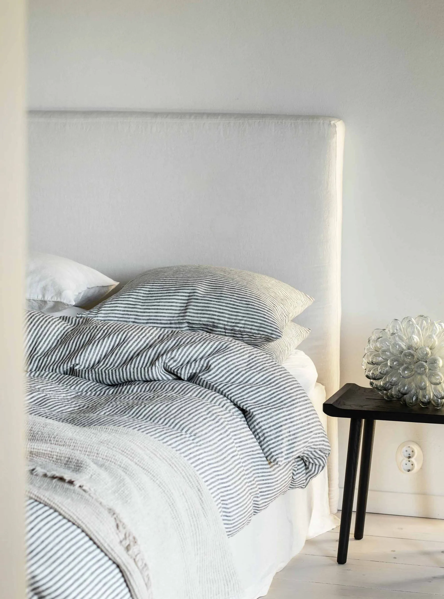 Duvet cover linen 150x200 cm, Grey/white Tell Me More