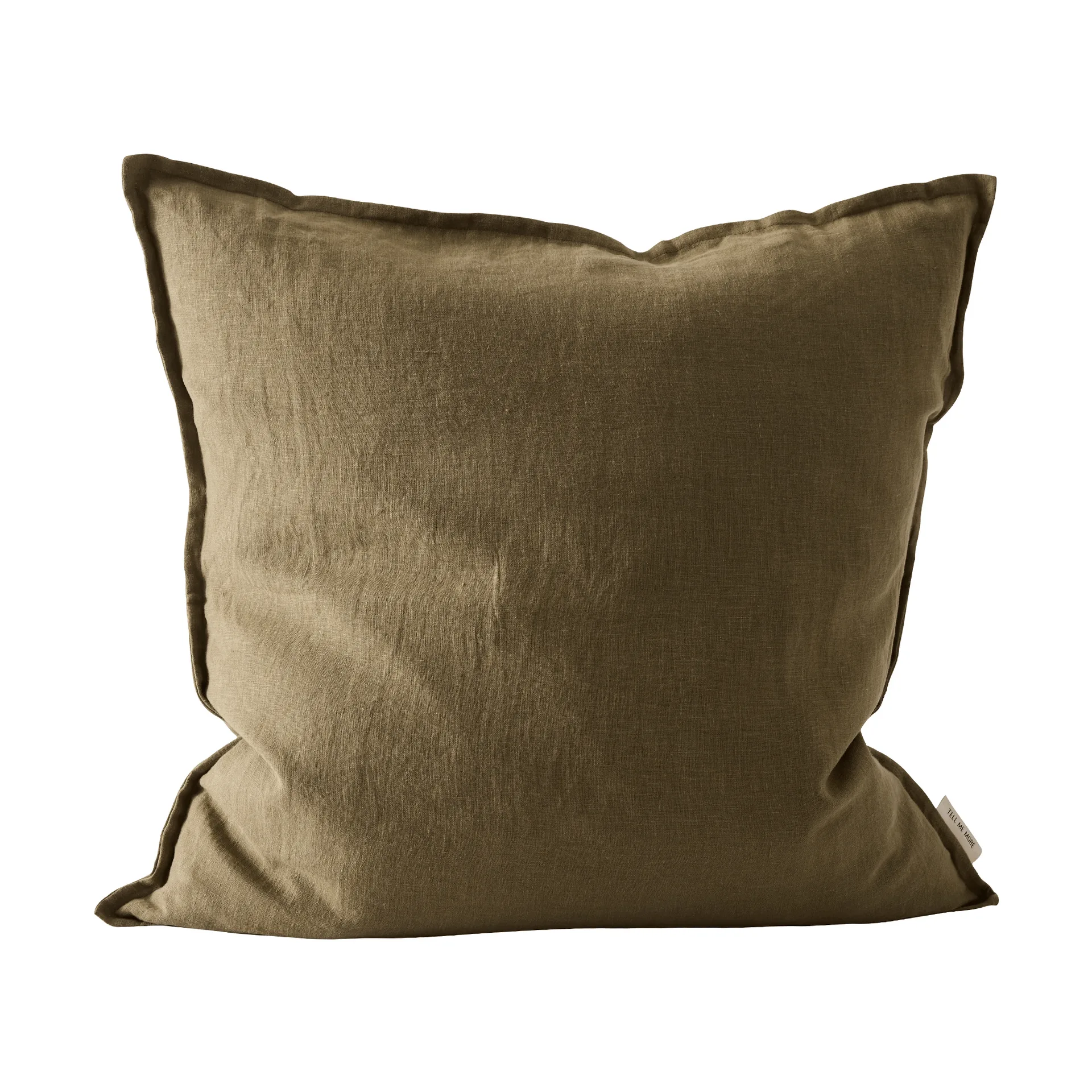Washed linen cushion cover 50x50 cm, Dark olive green Tell Me More