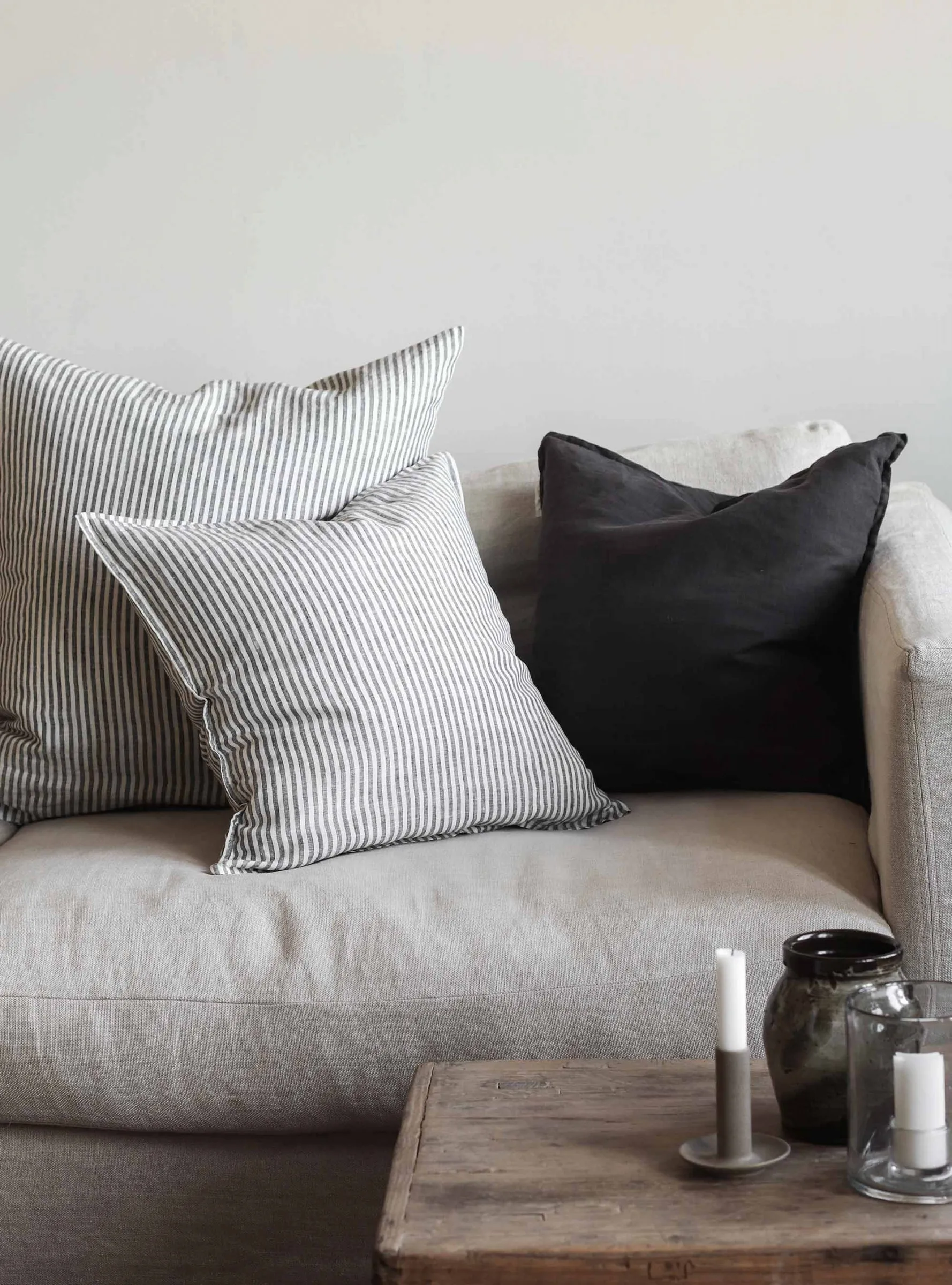 Washed linen cushion cover 50x50 cm, Grey-white Tell Me More