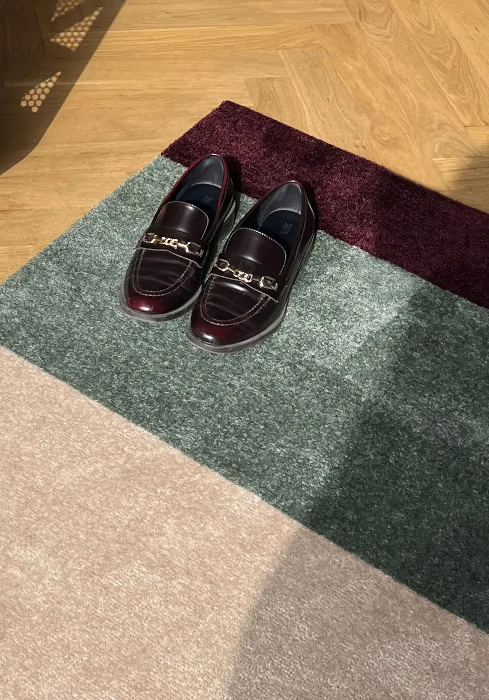 Stripes doormat horizontal, Green-ivory-bordeaux, 60x90 cm tica copenhagen