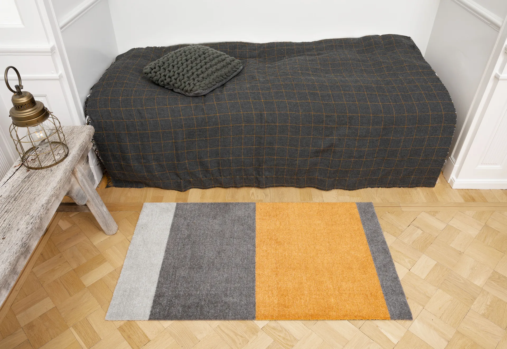 Stripes doormat horizontal, Grey-grey-dijon. 60x90 cm tica copenhagen