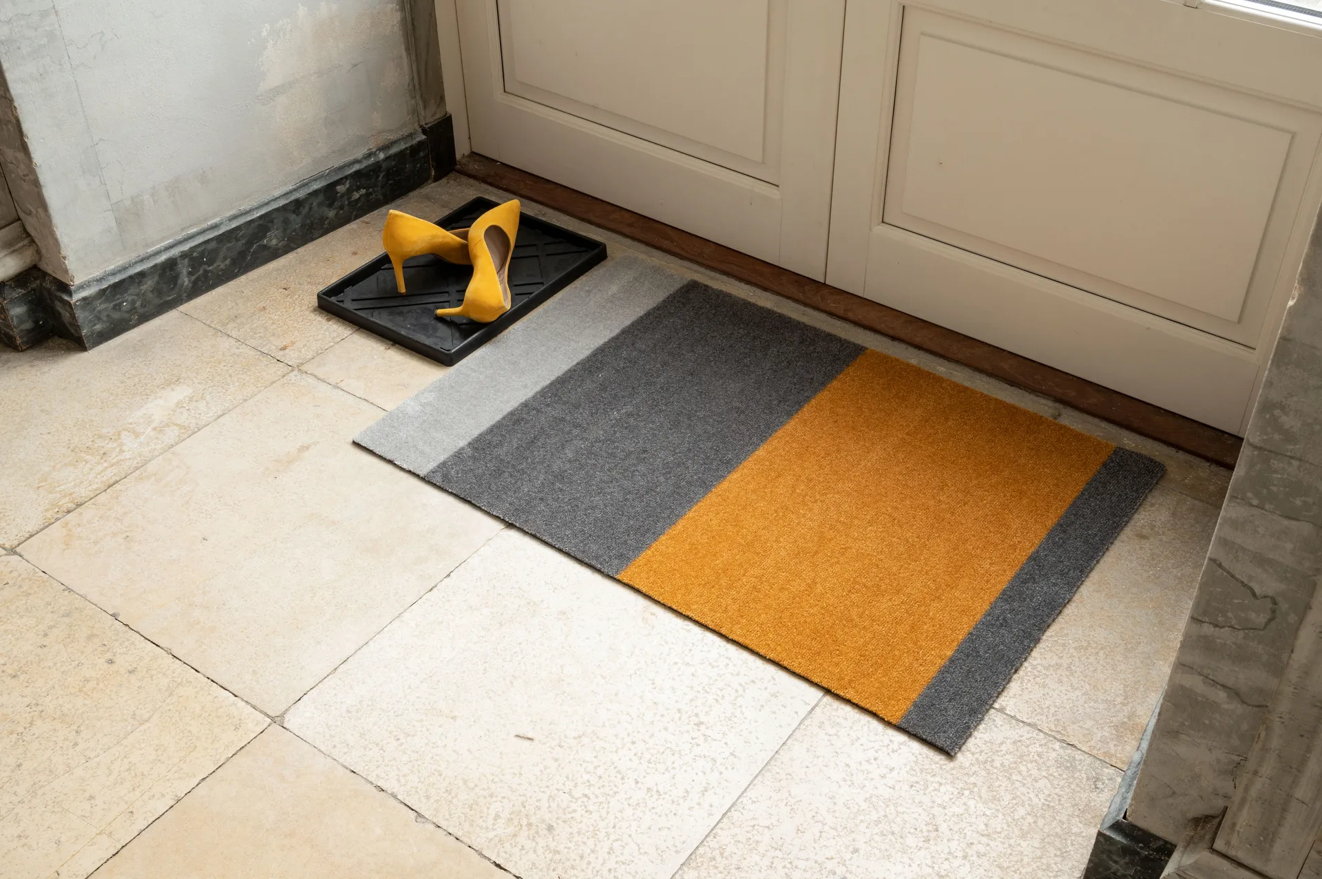 Stripes doormat horizontal, Grey-grey-dijon. 60x90 cm tica copenhagen
