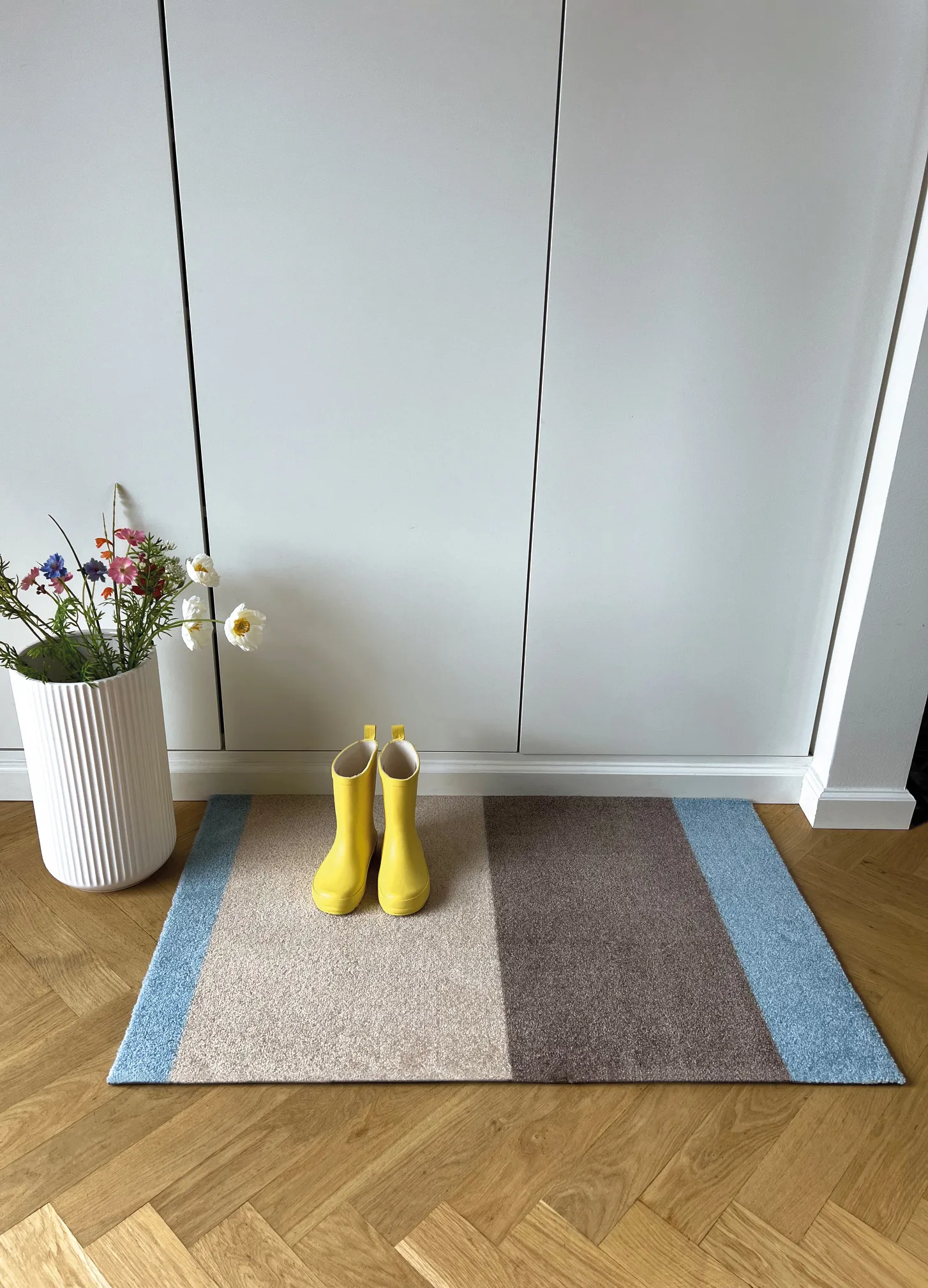 Stripes doormat horizontal, Ivory-sand-blue, 60x90 cm tica copenhagen