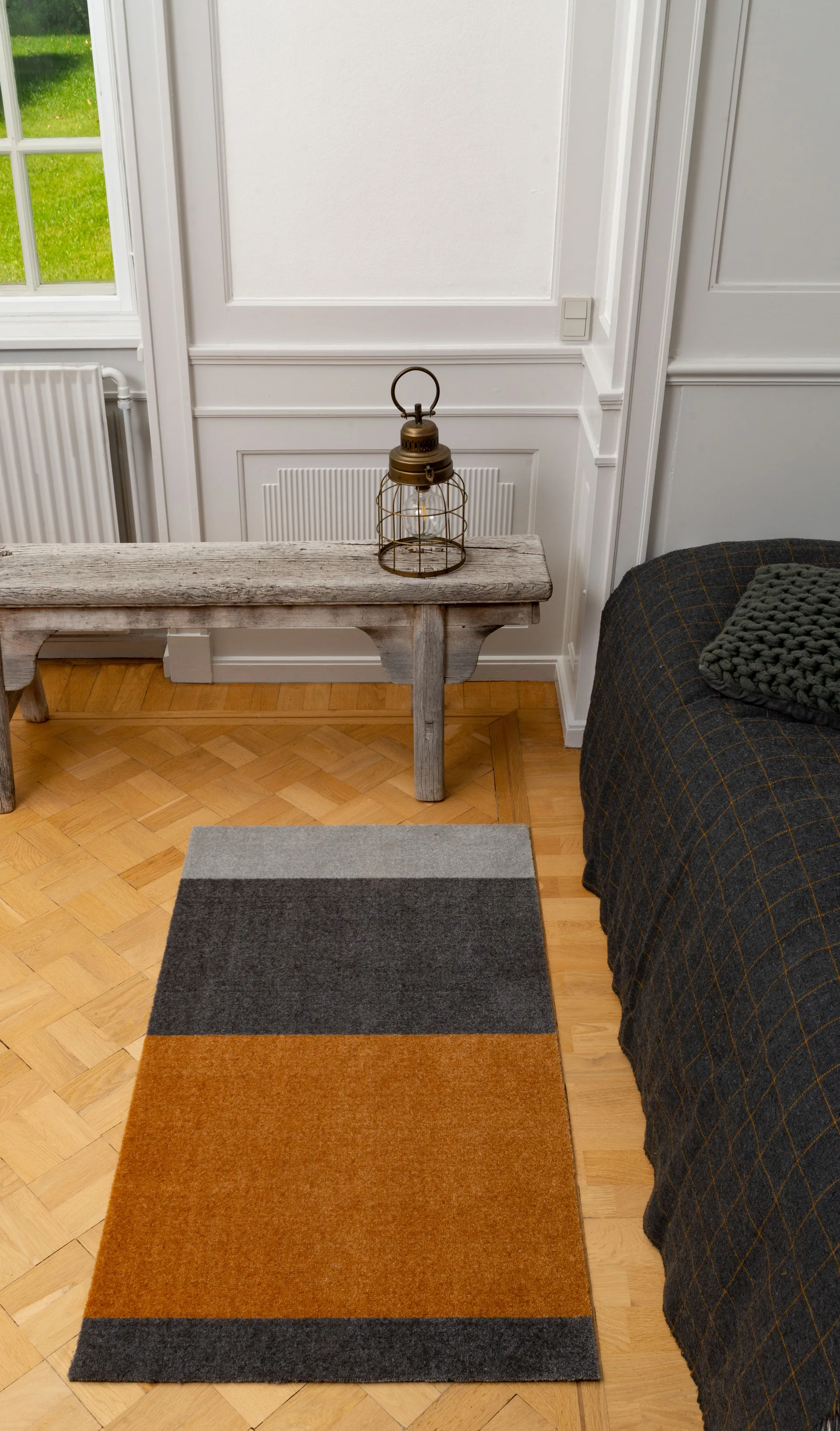 Stripes hallway rug horizontal, Grey-grey-dijon. 67x120 cm tica copenhagen