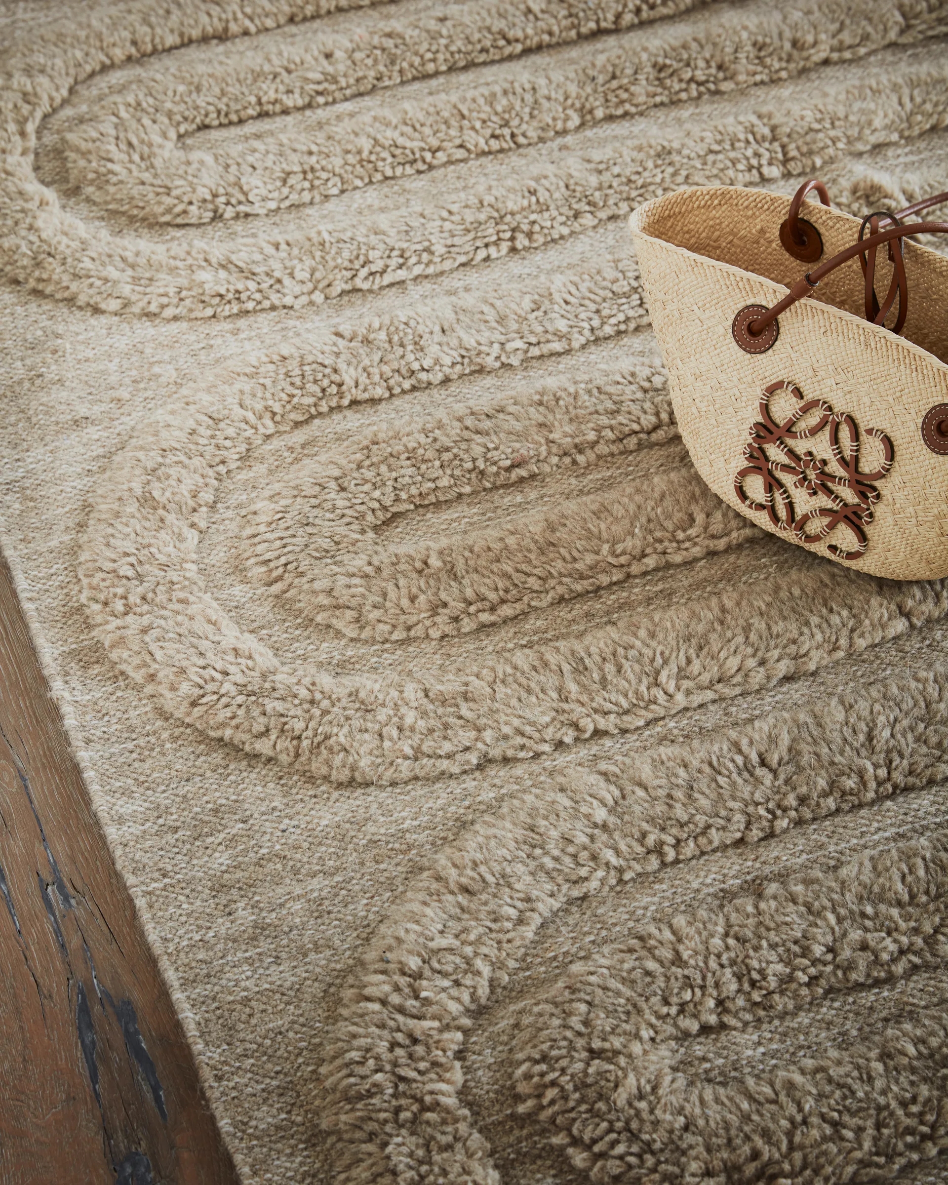 Riklund wool carpet 160x230 cm, Beige-melange Tinted
