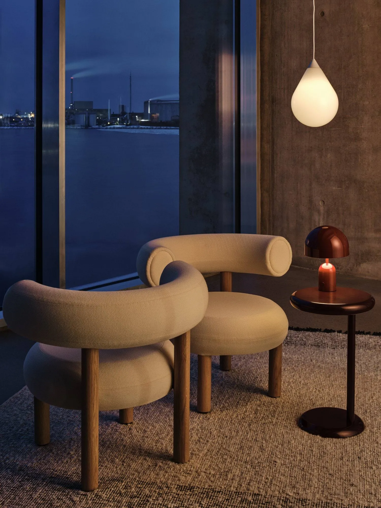Bell portable LED table lamp 28 cm v.2, Burgundy (wine red) Tom Dixon