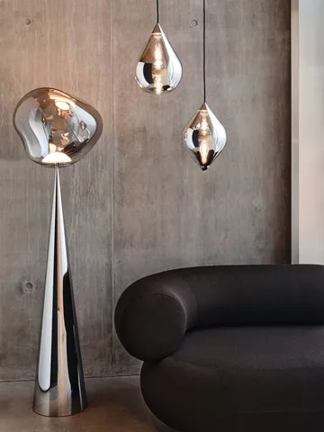 Melt Cone fat floor lamp LED 174,5 cm - Nickel-silver coloured - Tom Dixon