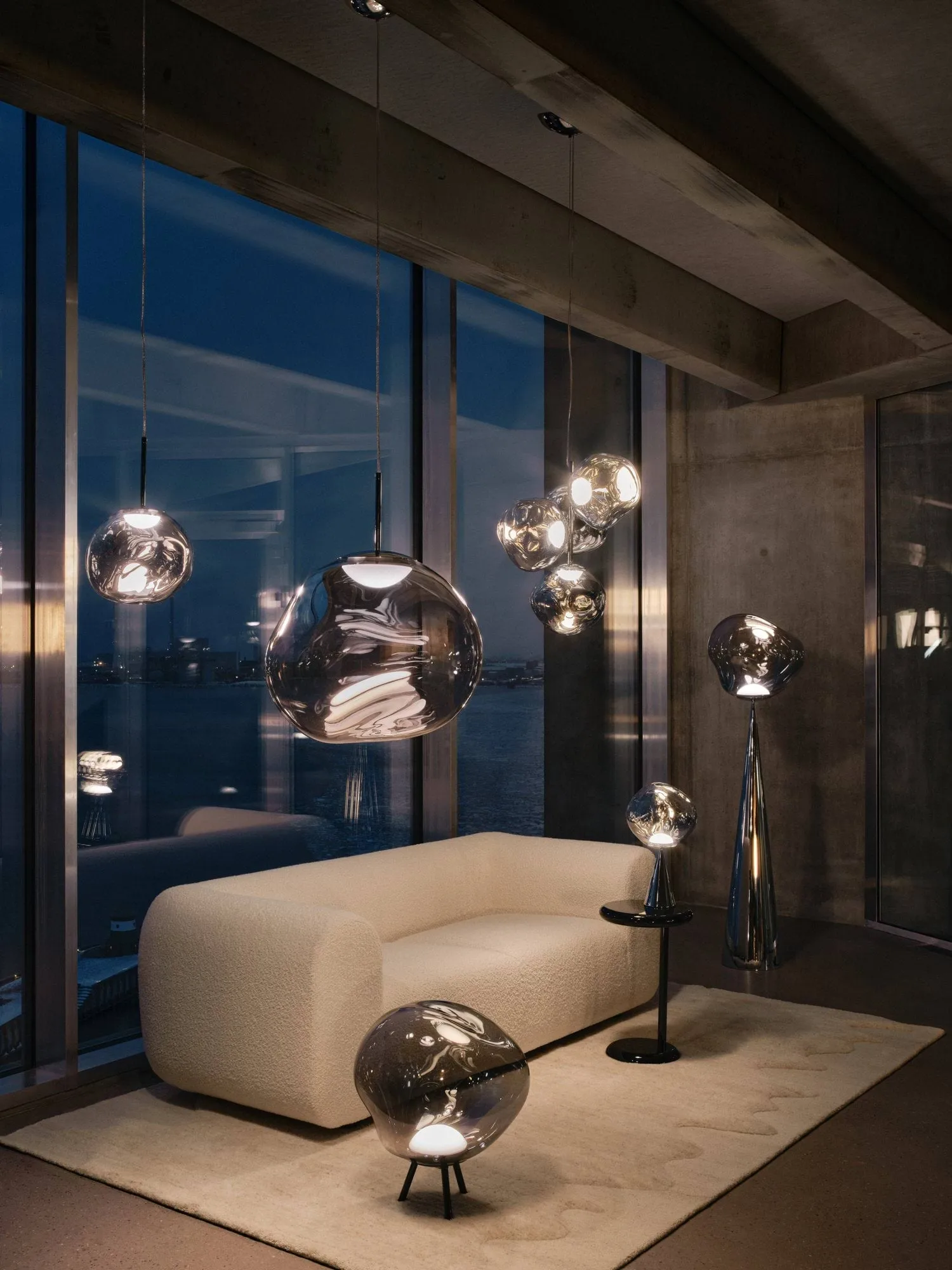 Melt Cone fat floor lamp LED 174,5 cm, Nickel-silver coloured Tom Dixon