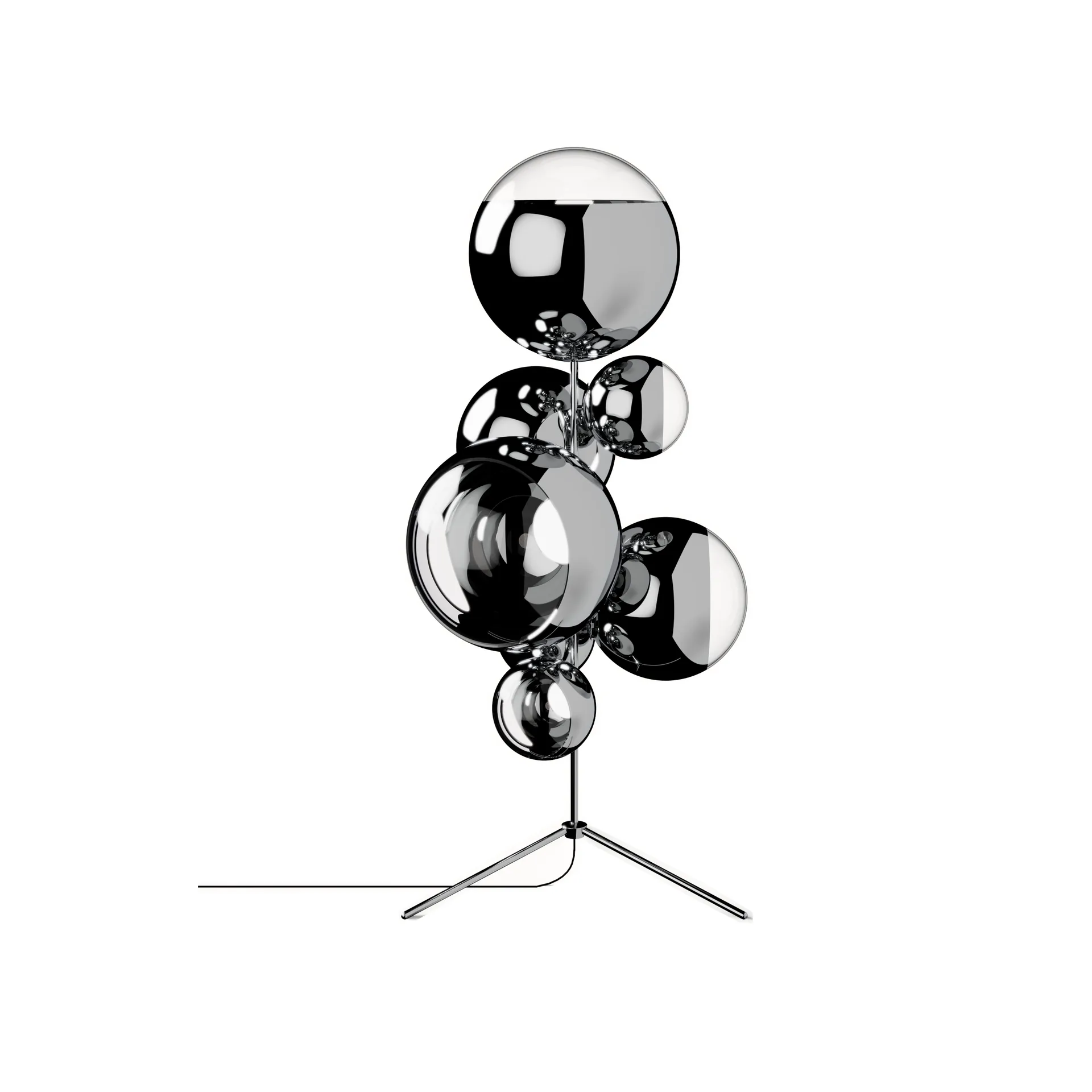 Mirror Ball chandelier floor lamp LED 181 cm, Silver Tom Dixon