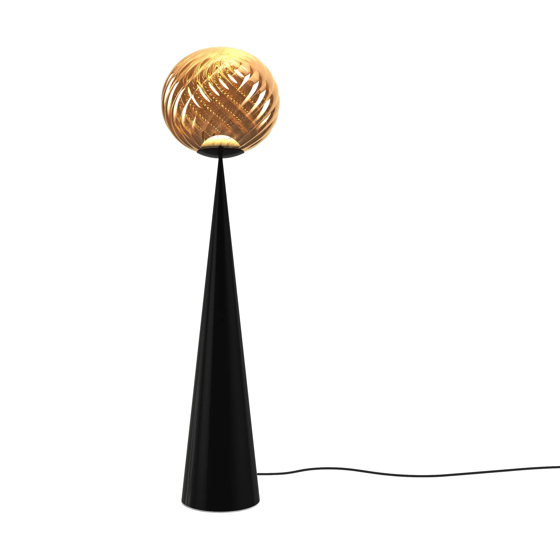 Whirl cone fat floor lamp, Gold-black Tom Dixon