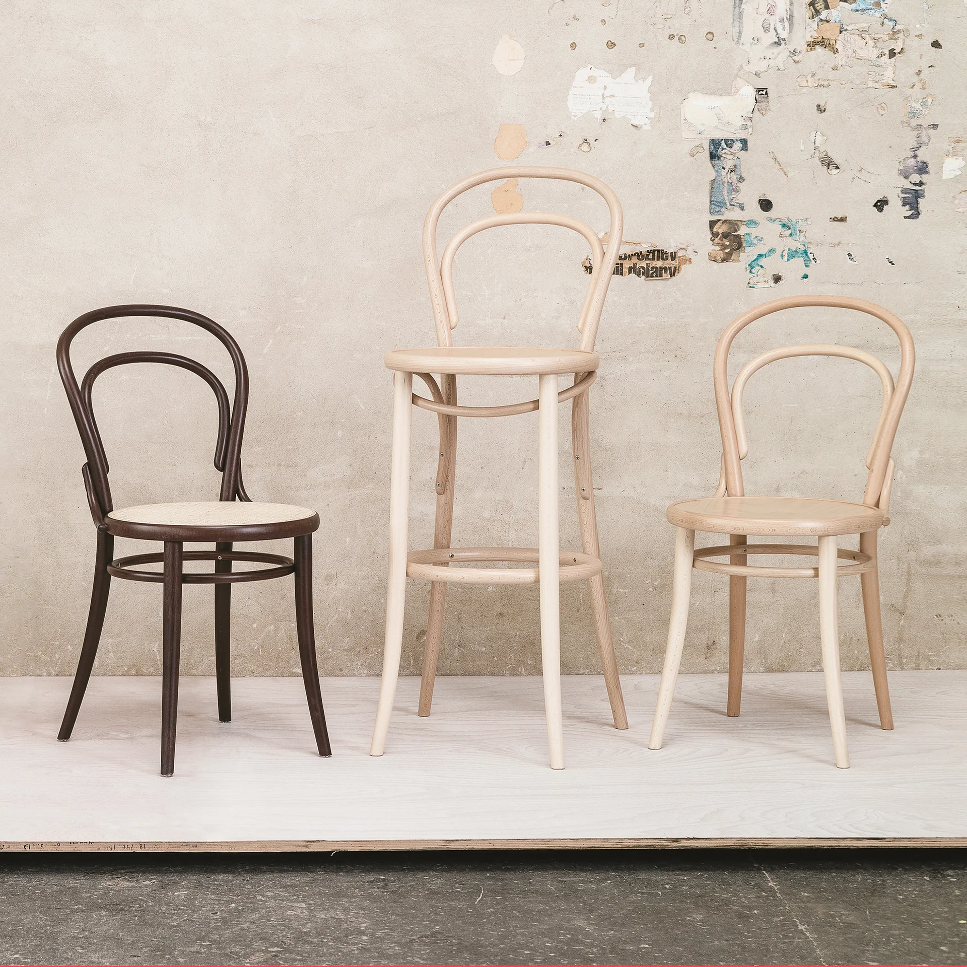 Ton no.14 chair, Coffee B4-New rattan seat TON