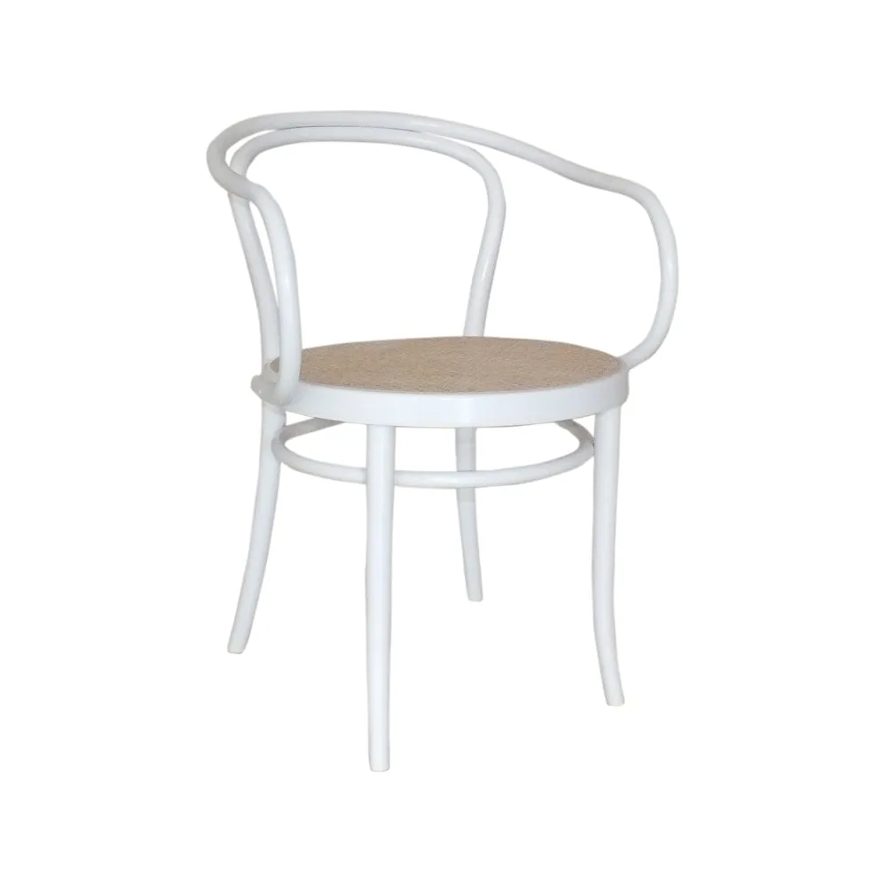 Ton no.30 armchair rattan seat, White stained B20-New Rotting TON