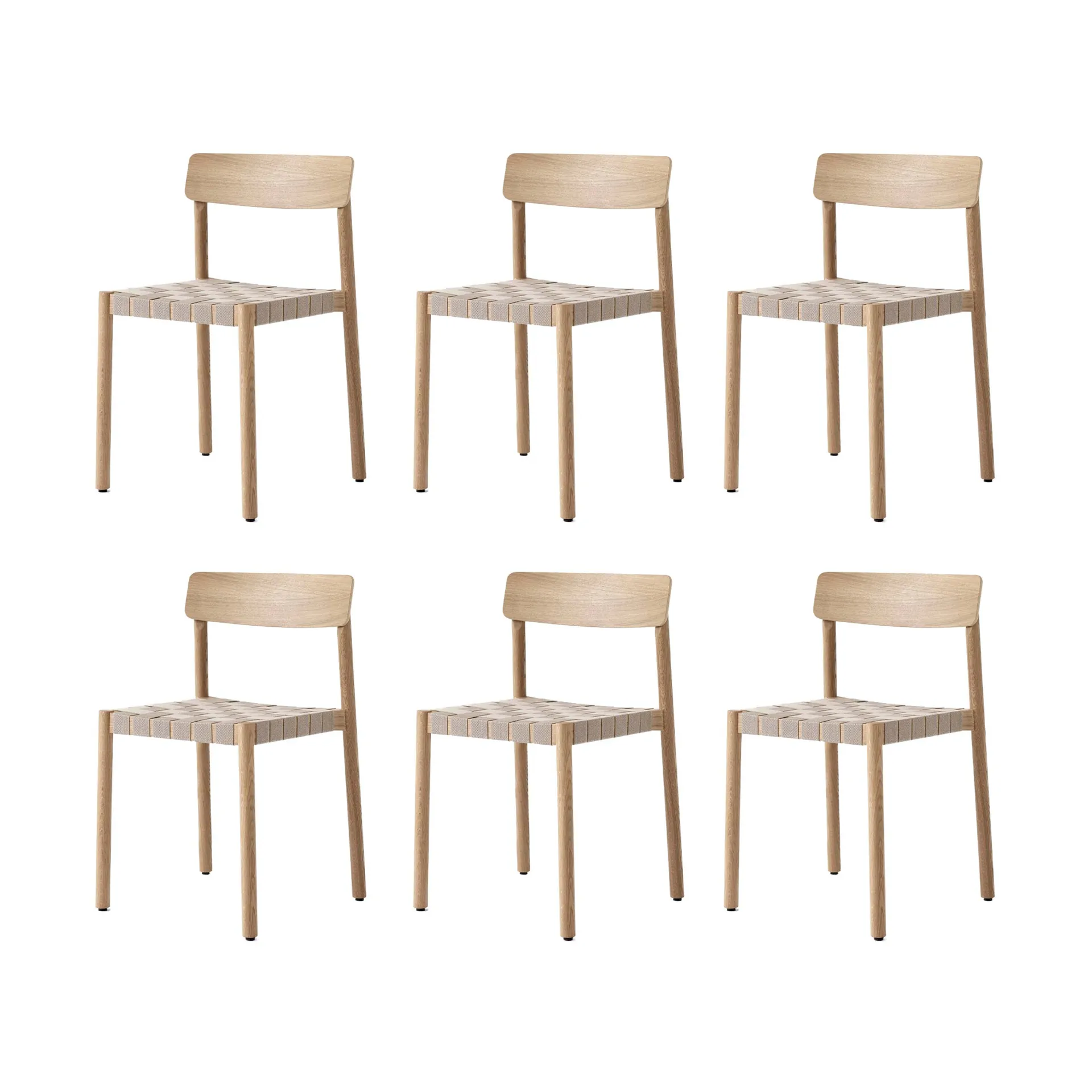 Betty TK1 chair, Oak-natural woven linen strap seat, 6-pack &Tradition