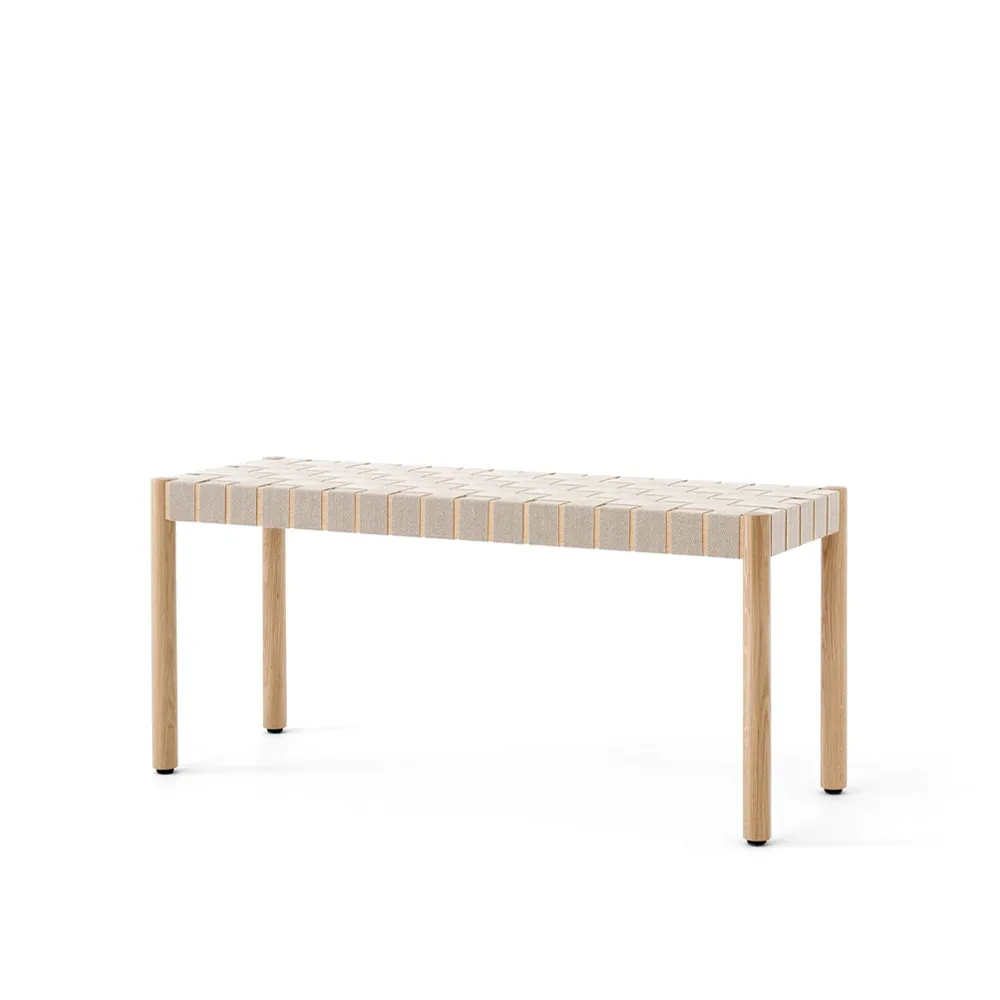 Betty TK4 bench, Oak. natural braided linen seat &Tradition