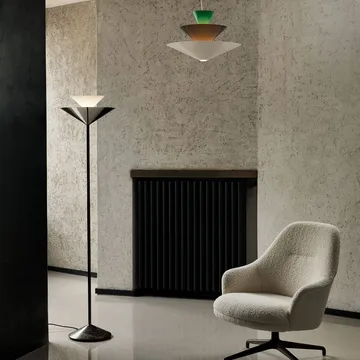 Gio LN 28 floor lamp - Dark chrome, marble - &Tradition