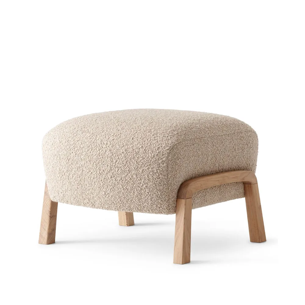 Wulff ATD3 footstool, Fabric karakorum 003 beige, white-oiled oak legs &Tradition