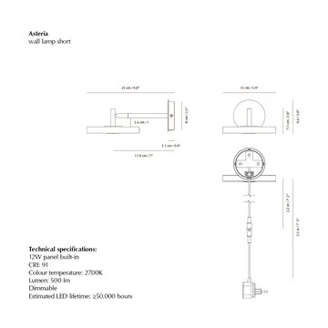 Asteria Wall wall lamp - Short, Nuance orange-chrome - Umage