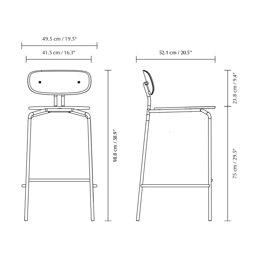 Curious bar stool 75 cm, Oak-brass Umage