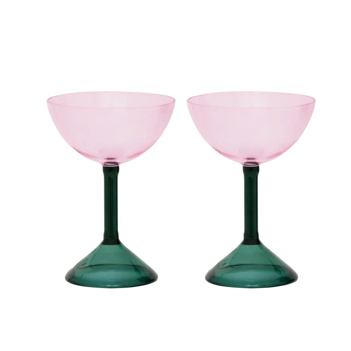 Urban Nature Culture gift set coupe glasses 2-pack - Pink - URBAN NATURE CULTURE