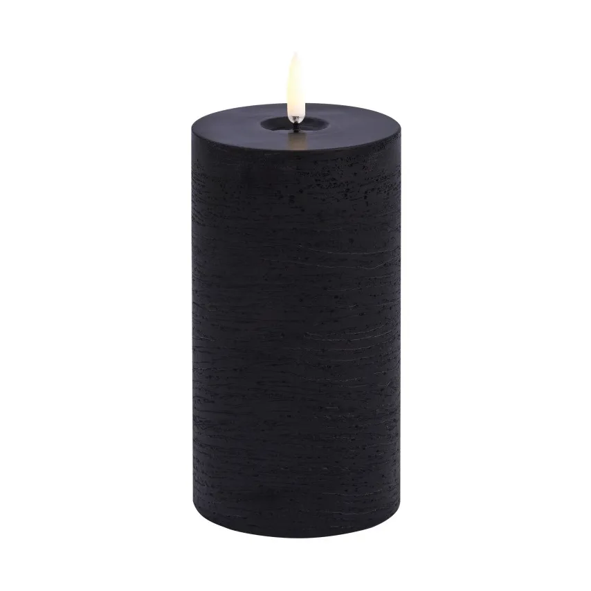 Uyuni LED Block Candle melted, Black rustic, Ø7.8x15 cm Uyuni Lighting