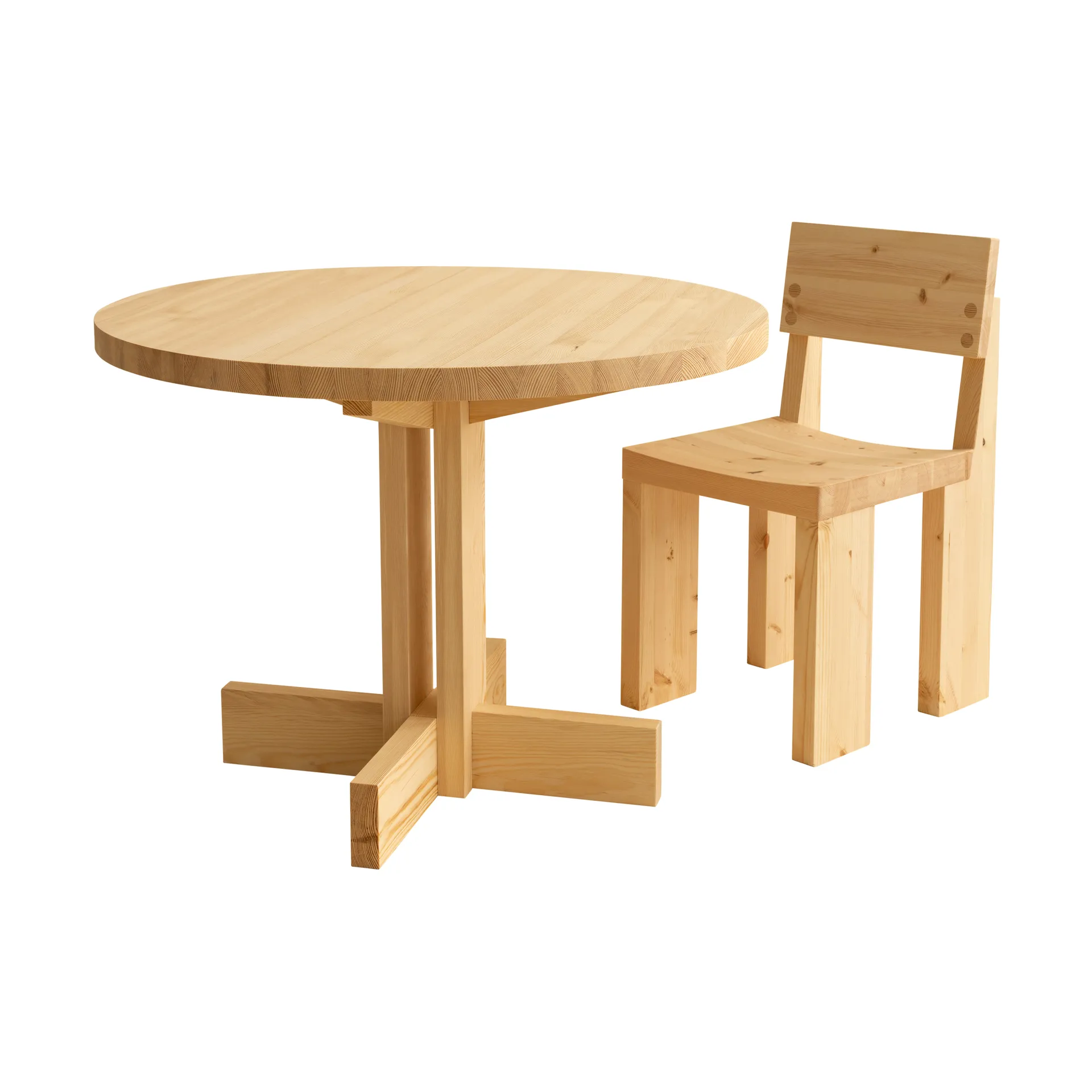001 Dining Table dining table, Matte oil-waxed pine, Ø100x74 cm Vaarnii