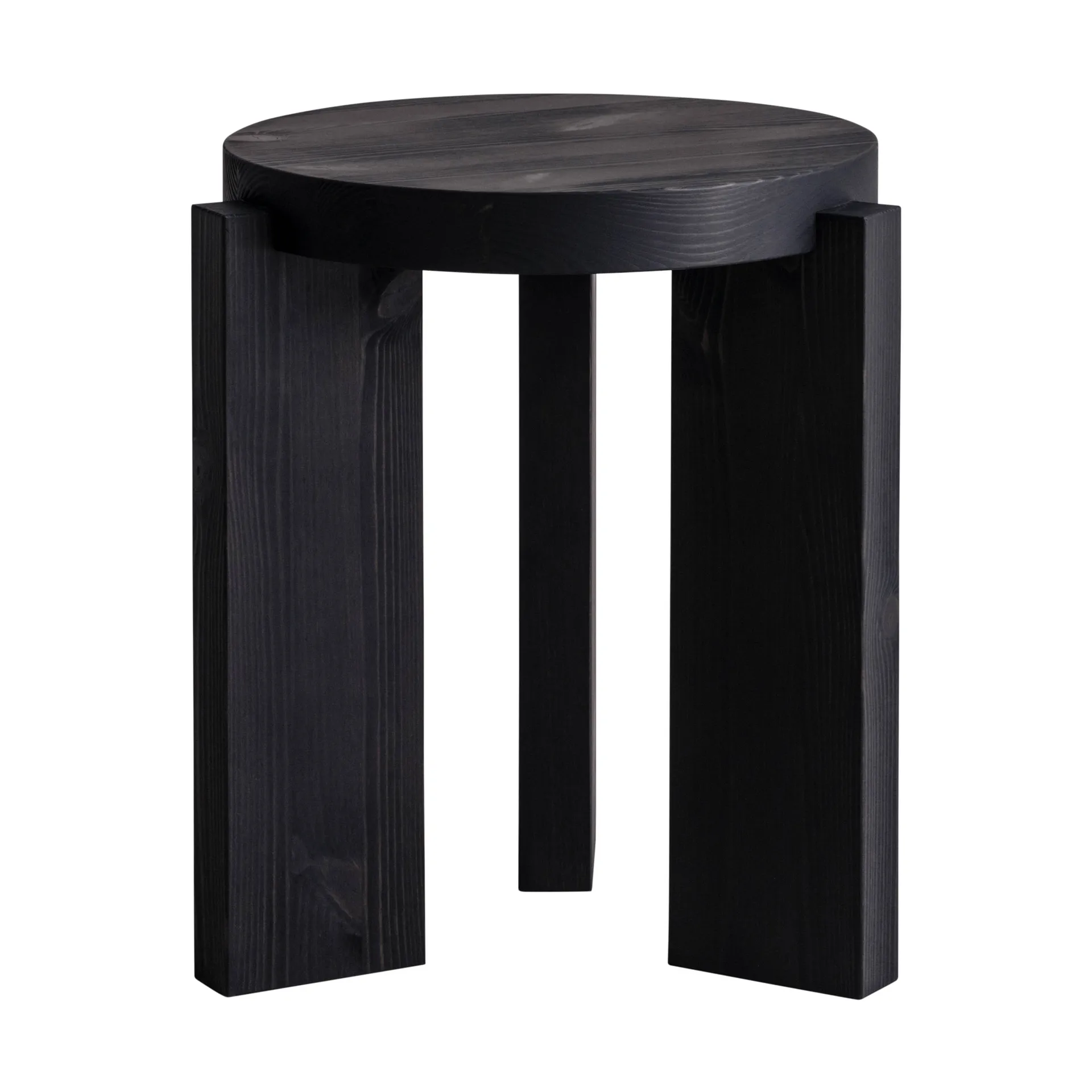 001 Stool round, Black-stained pine, Ø40x44 cm Vaarnii