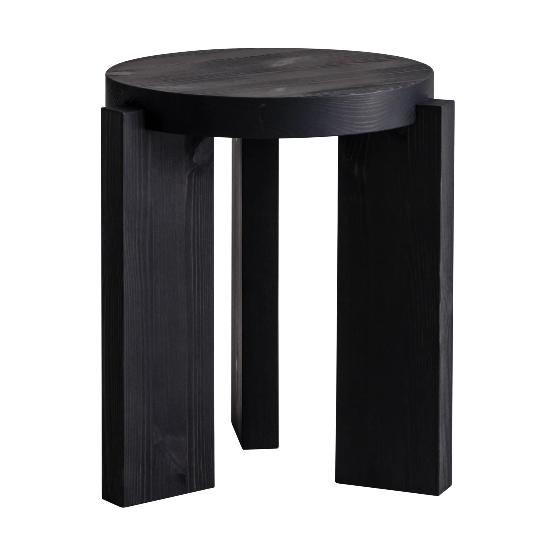 001 Stool round, Black-stained pine, Ø40x44 cm Vaarnii