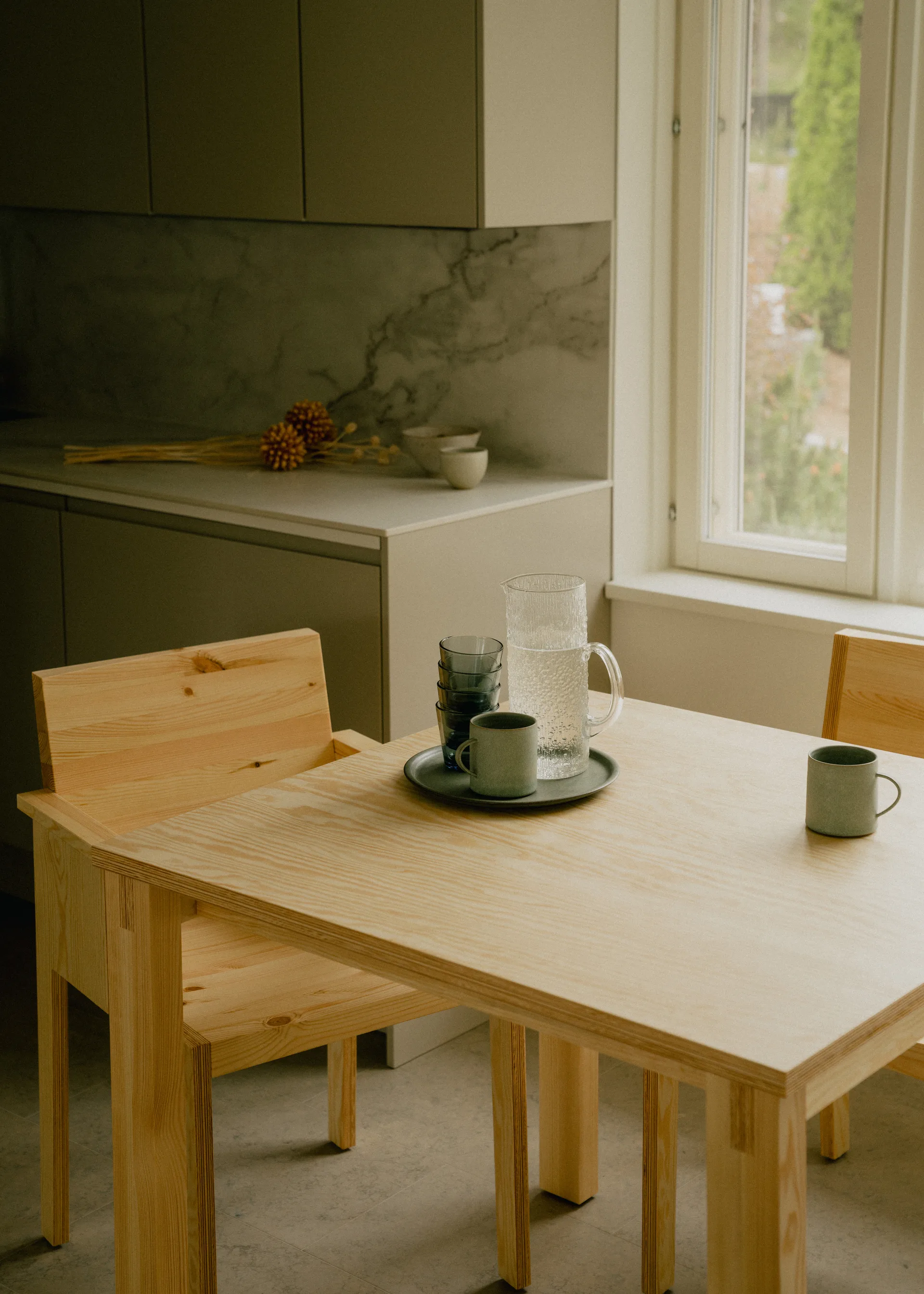 016 Maasto Table, Matte oil-waxed pine, 90x90x75 cm Vaarnii