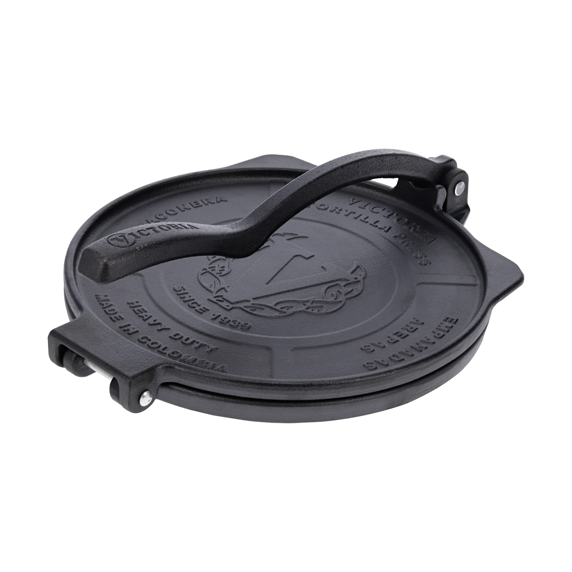 Heavy duty tortilla press Ø25 cm, Black, cast iron Victoria
