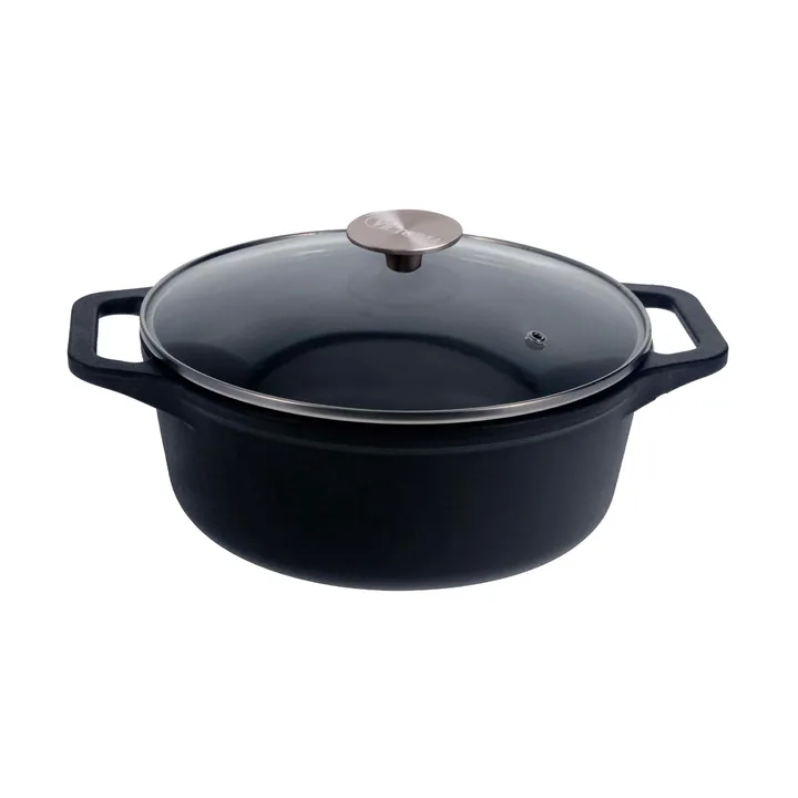 Victoria cast iron casserole with glass lid, enamelled - 3.8 l - Victoria