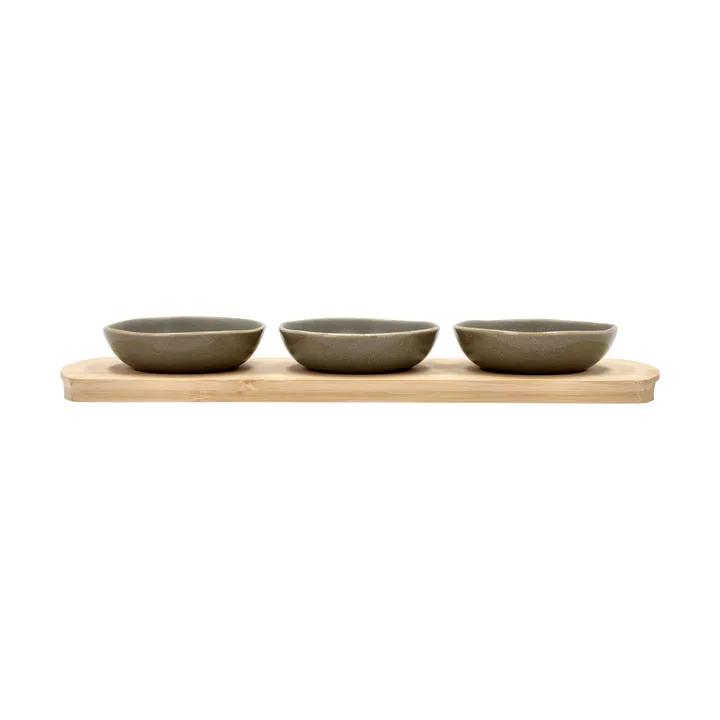 Shoku bamboo tray with 3 bowls - Warm Brown - Villa Collection