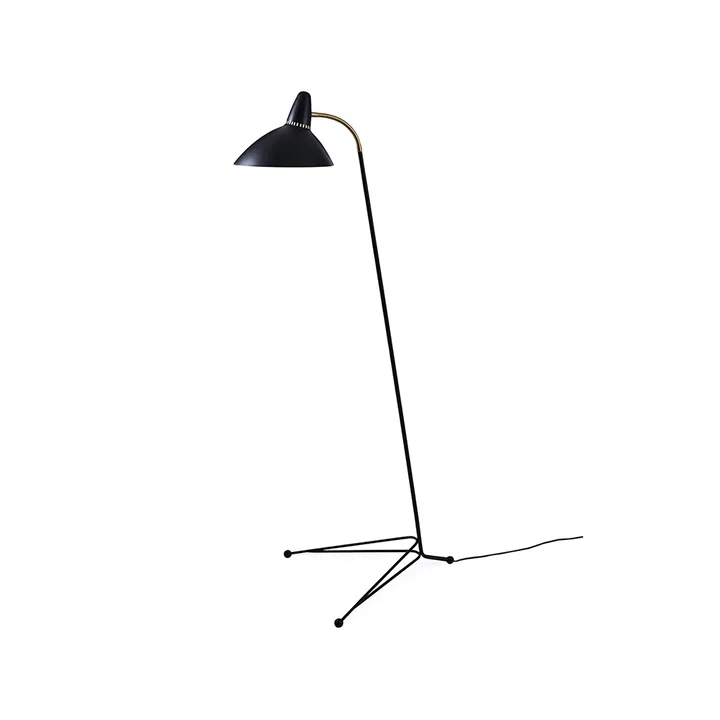 Lightsome floor lamp - Black noir, brass detail - Warm Nordic