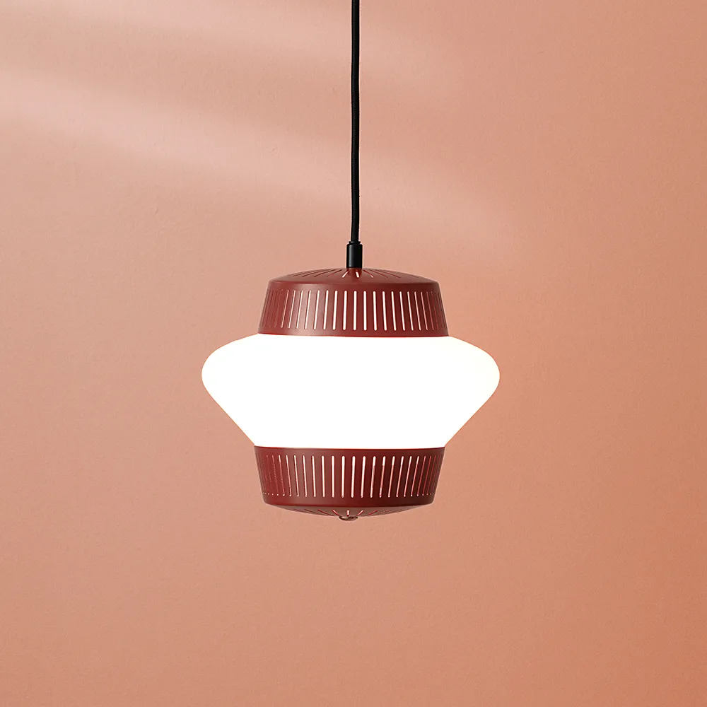 Opal Arch pendant lamp, Red grape, sandblasted opal Warm Nordic