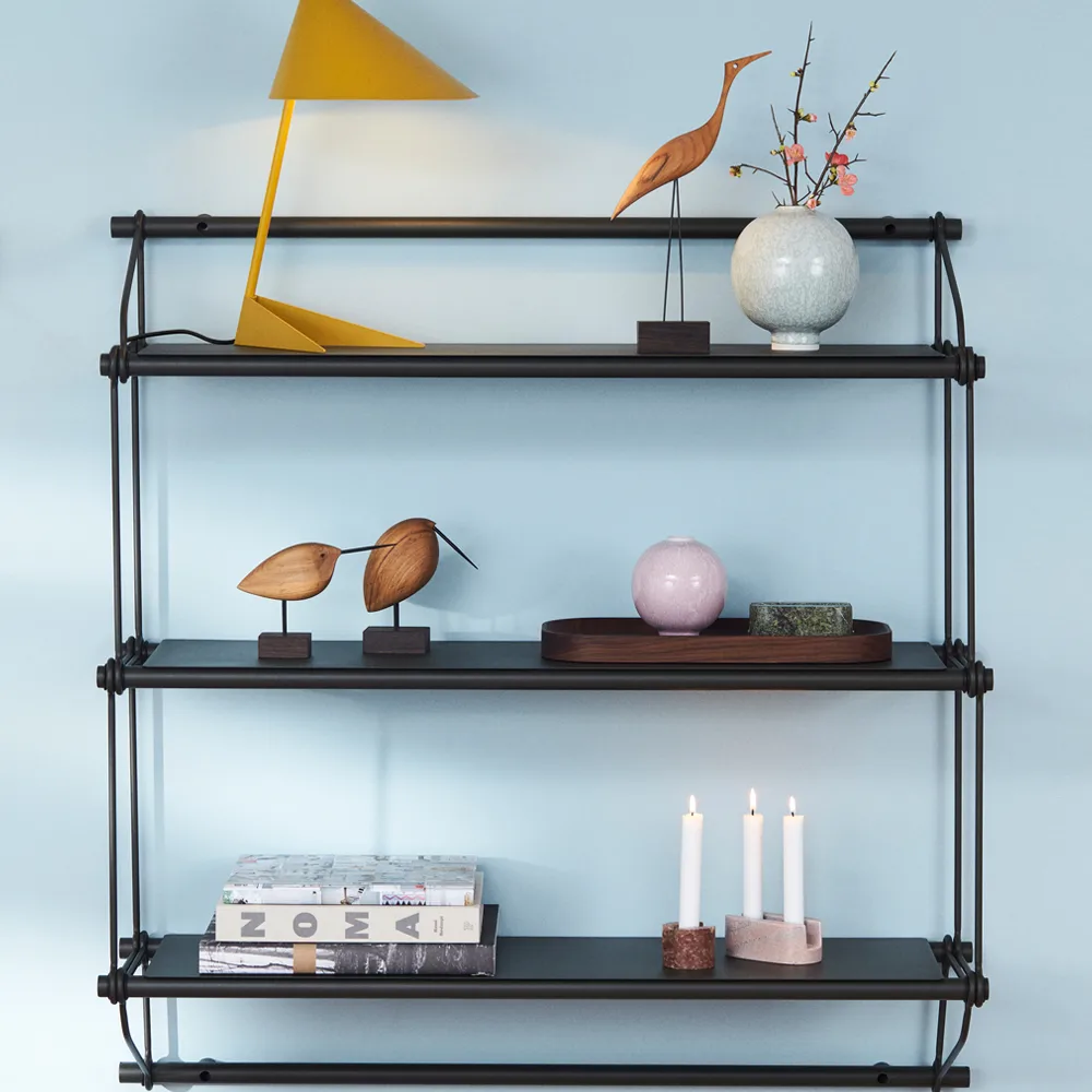Parade shelf, Oxide red, 3 shelves Warm Nordic