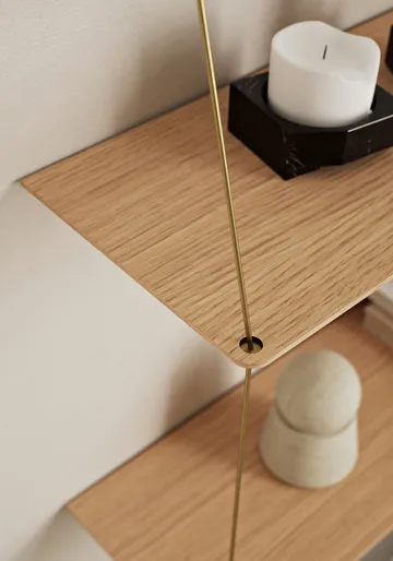 Stedge Add-on shelf - White-pigmented oak-brass, 80 cm - Woud