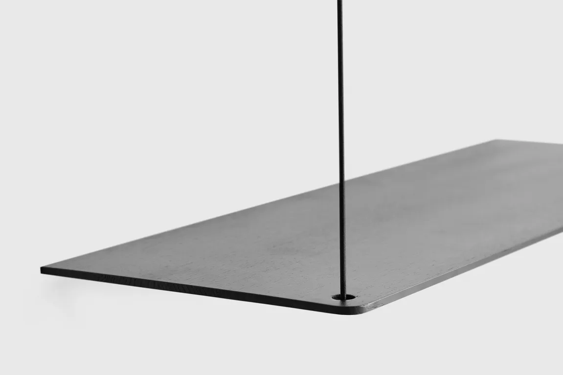 Stedge shelf, Black oak, 80 cm, 2 shelves Woud