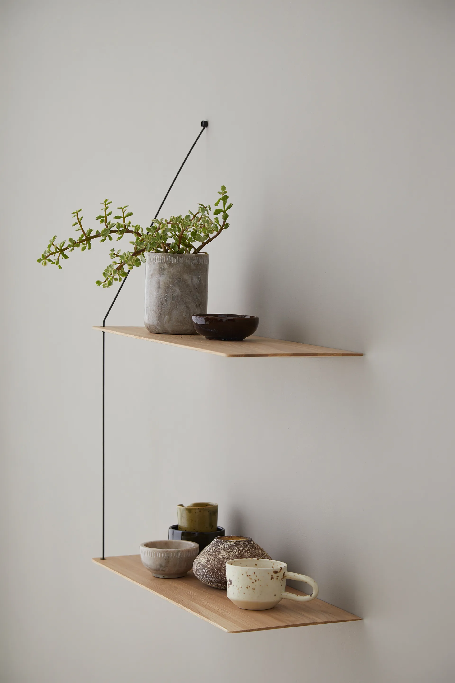 Stedge shelf, White-pigmented oak-black, 2 shelves, 60 cm Woud