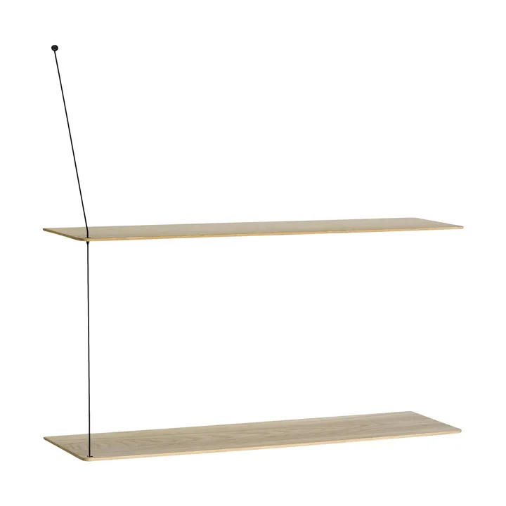 Stedge shelf - White-pigmented oak-black, 80 cm, 2 shelves - Woud