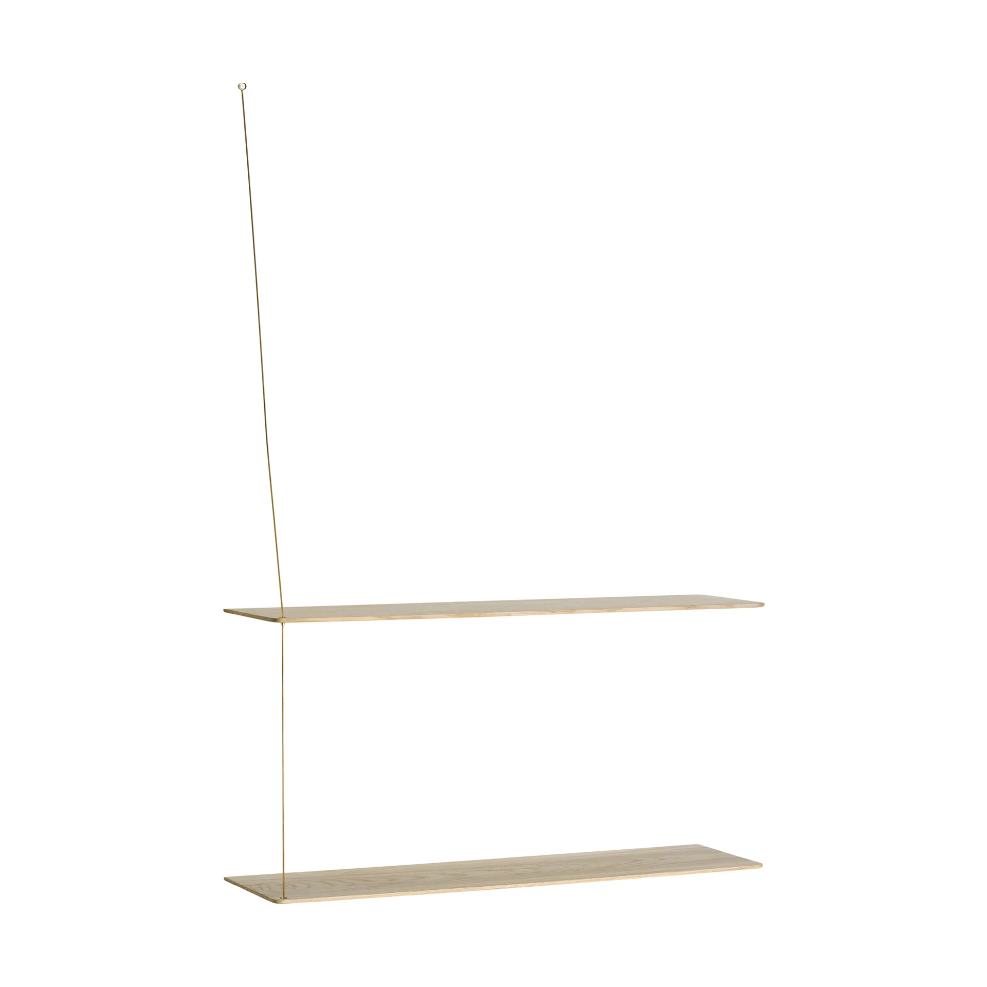 Stedge shelf, White-pigmented oak-brass, 80 cm, 2 shelves Woud